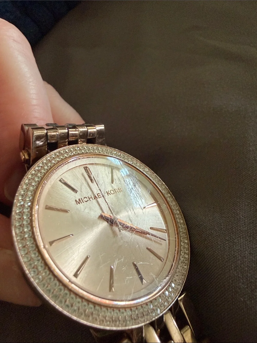 Michael Kors Rose Gold Tone Crystal Accent Bracelet Watch